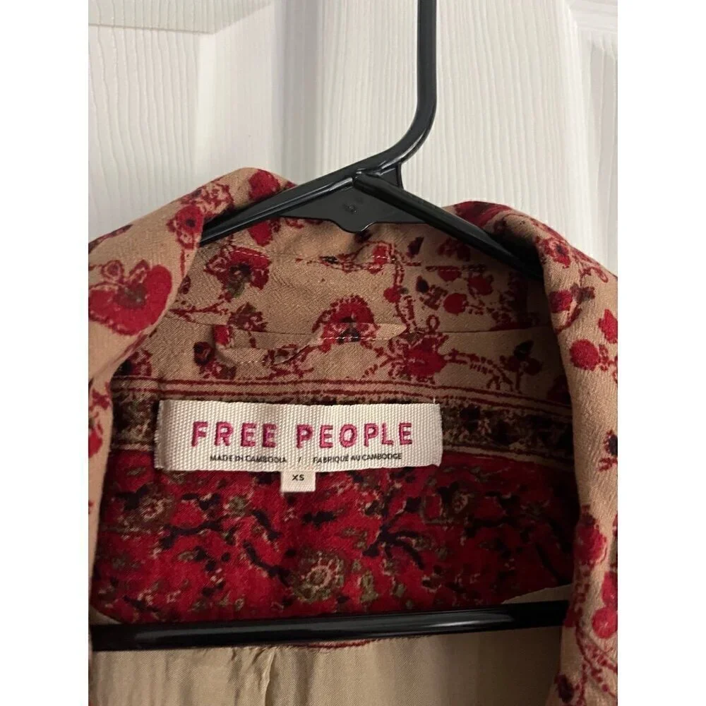 Free People Bellflower Printed Border Blazer